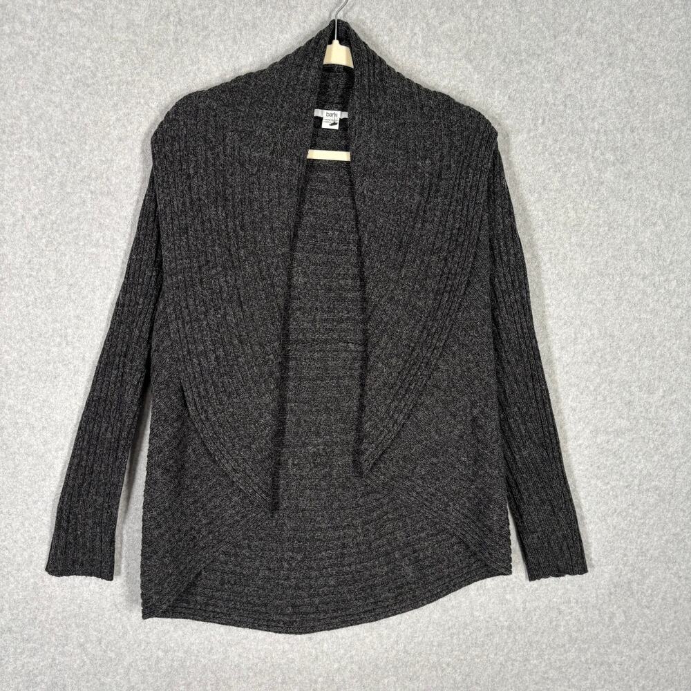 Bar III Cardigan Sweater Womens Medium Wool Charcoal Ribbed Shawl Wrap Comfy‎
